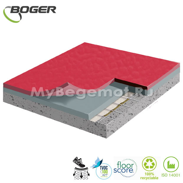 Спортивный линолеум Boger (SF)  Sport Flooring Red  8.5 мм