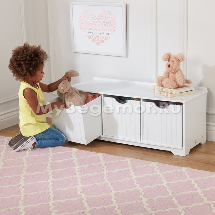 Скамья с выдвижными ящиками KidKraft, белая